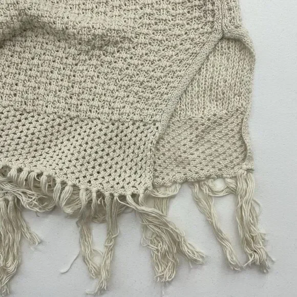 Torrid Sz 1X Cardigan Sweater Open Front Open Knit Fringe Oversized Boho Beige - Picture 6 of 10